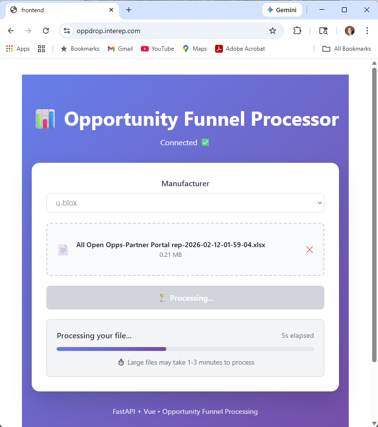 Processing excel file